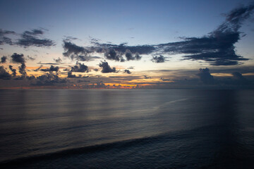 beautiful dramatic landscape of sunset on the sea beach