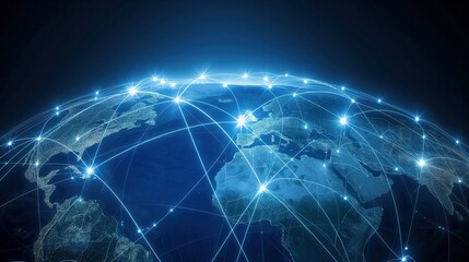 Naklejka premium Global Connectivity Network from Space created by ai