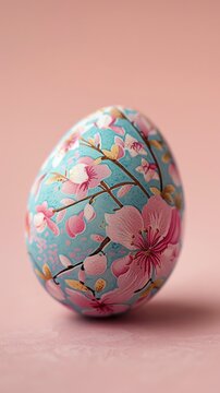 4 A single Easter egg with classic designs, placed on the right side of a softly colored background