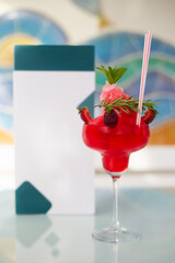 close up of a beautiful fruity alcoholic cocktail