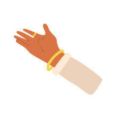 Hand isolated on white background. Female open palm. Vector hand drawn flat collection illustration