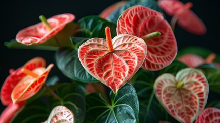 Close-up of a rare Anthurium with its striking veins