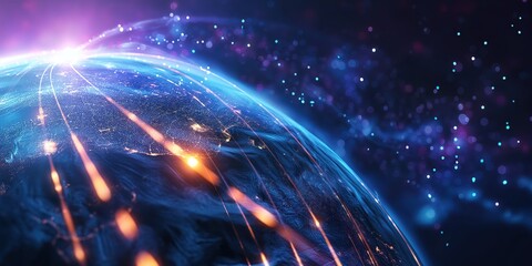 Obraz premium Global Connectivity Network from Space created by ai