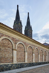 Obraz premium Basilica of St. Peter and St. Paul, neo-Gothic church in Vysehrad fortress in Prague, Czech Republic