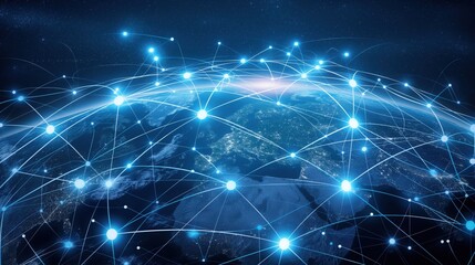 Fototapeta premium Global Connectivity Network from Space created by ai
