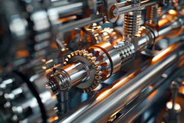 Naklejka premium Intricate 3D Render of Oil Pump Internal Mechanics with Gears, Pistons, and Valves in Action