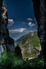 Obraz premium Landscape view of the Swiss alps, shot in Schynigge Plate near Interlaken, Switzerland