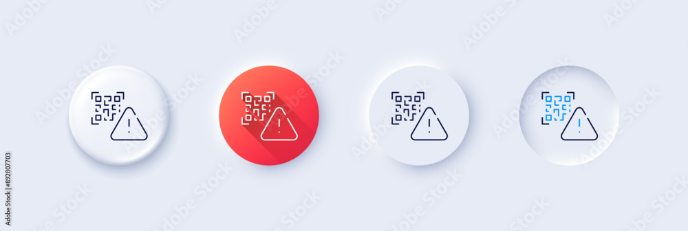 Poster qr code line icon. neumorphic, red gradient, 3d pin buttons. scan barcode sign. certificate warning 