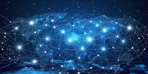 Fototapeta premium Global Connectivity Network from Space created by ai