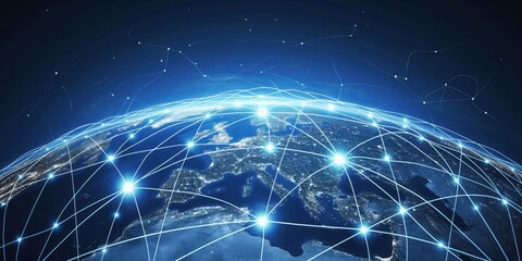 Obraz premium Global Connectivity Network from Space created by ai