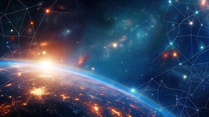 Obraz premium Global Connectivity Network from Space created by ai