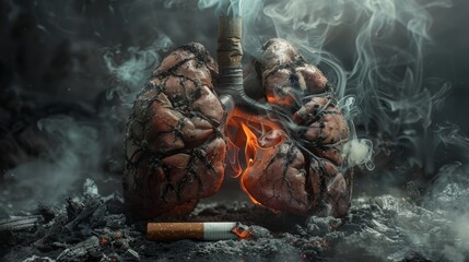 Smoke and Decay Powerful Stock Image of Lungs Turning to Ash from Smoking Health Risks Illustrated in Stunning Detail with Canon EOS 80D