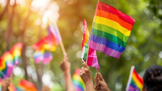 Lesbians, gays, bisexuals, and transgender people human rights social equality movements in June will be celebrated with rainbow flags.