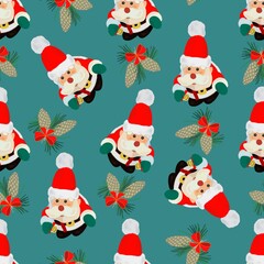 Seamless pattern with Christmas Santa Clouse