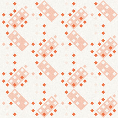 Simple glitch geometric seamless abstract pattern with playful woven peach color. Bright whimsical gender neutral bold irregular shape textile Cotton effect background. 