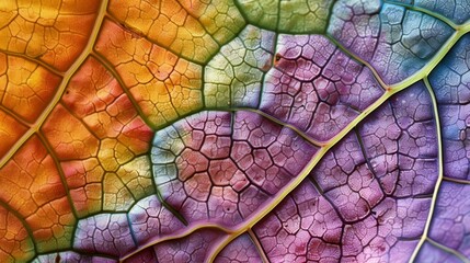 Fototapeta premium Autumn leaf turning colors. Leaf macro