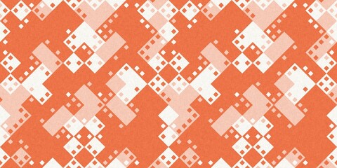 Simple glitch geometric seamless abstract border with playful woven peach color. Bright whimsical gender neutral bold irregular shape textile Cotton effect banner.