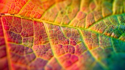 Obraz premium Autumn leaf veins. Leaf macro