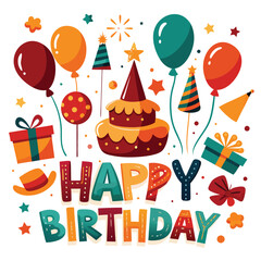 Colorful Happy Birthday Celebration Illustration.