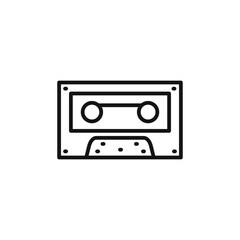 Cassette tape icon outline collection in black and on white background