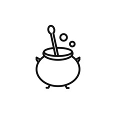 cauldron icon outline collection in black and on white background