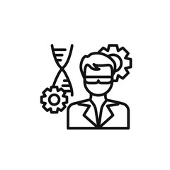 Biomedical engineer icon outline collection in black and on white background