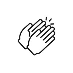 Clapping hand icon outline collection in black and on white background