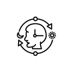 Circadian rhythms icon outline collection in black and on white background