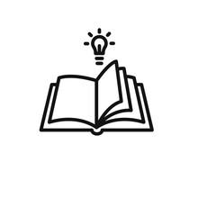 book with bulb icon outline collection in black and on white background