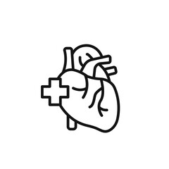 Cardiology icon outline collection in black and on white background