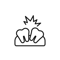 Crooked teeth icon outline collection in black and on white background