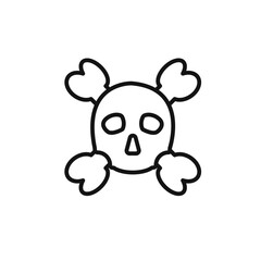 Crossbones skull icon outline collection in black and on white background