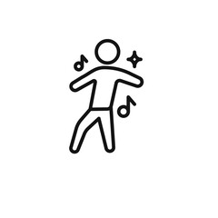 dance icon outline collection in black and on white background