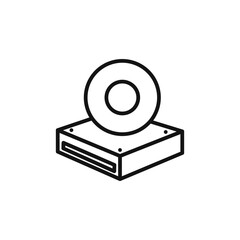Dvd CDROM disc icon outline collection in black and on white background