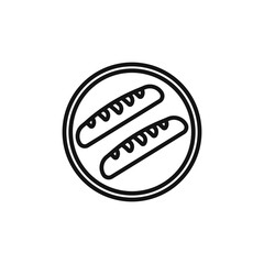 French bread icon outline collection in black and on white background