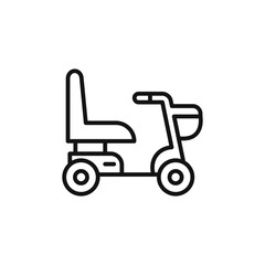 Electric wheelchair scooter icon outline collection in black and on white background