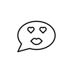 Lady Love Smiley Message icon outline collection in black and on white background