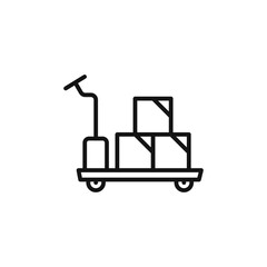 Hand pallet jack icon outline collection in black and on white background