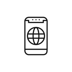 Mobile Internet icon outline collection in black and on white background