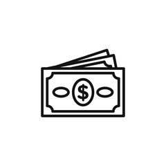 Money icon outline collection in black and on white background