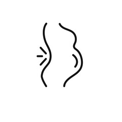 Pregnant woman backache icon outline collection in black and on white background