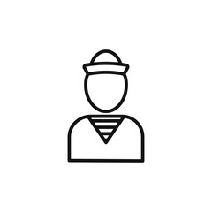 Sailor icon outline collection in black and on white background