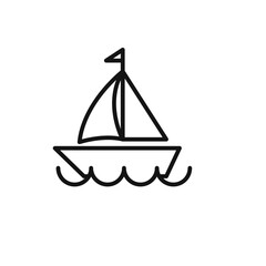 Sailboat icon outline collection in black and on white background