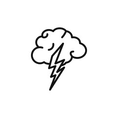 Thunder lightning icon outline collection in black and on white background