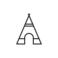 Teepee icon outline collection in black and on white background