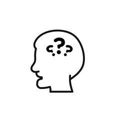 Thinking icon outline collection in black and on white background