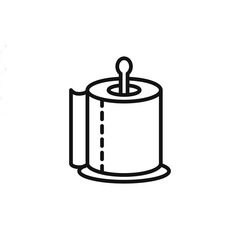 toilet tissue paper roll icon outline collection in black and on white background