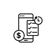 Transaction history icon outline collection in black and on white background