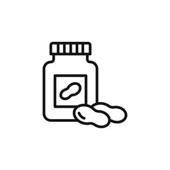 Fototapeta premium Peanut butter icon outline collection in black and on white background
