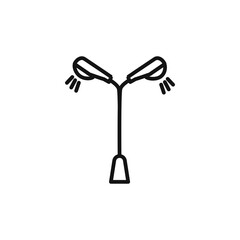 Street lighting icon outline collection in black and on white background